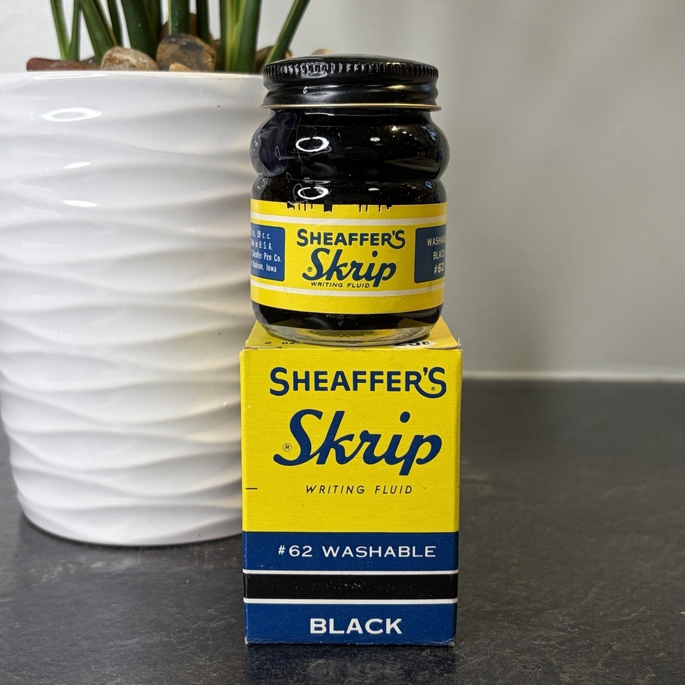 Vintage Sheaffer's Skrip 2 oz Writing Fluid Washable Ink Black 62